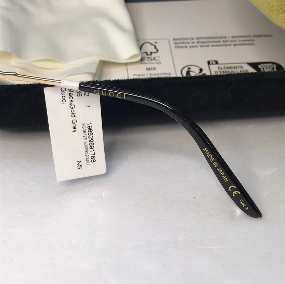 New - 💯 Original Gucci GG0672S Unisex Aviator Sunglasses, Black/Grey